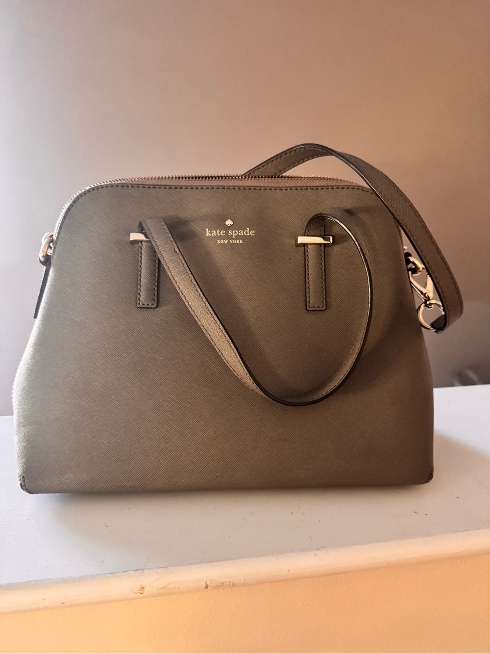 kate spade saffiano satchel with gold hardware